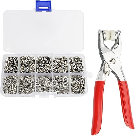 200PC Silver Button Thickened Snap Fasteners Kit